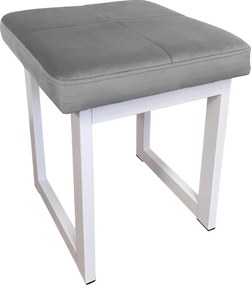 Taboret SOLID tkanina Welur stelaż metalowy STOŁEK LOFT : Kolor Stelaża - Biały, Kolor tkaniny - VELVET - MG17, Typ tkaniny - Velvet, Wysokość - 45 cm