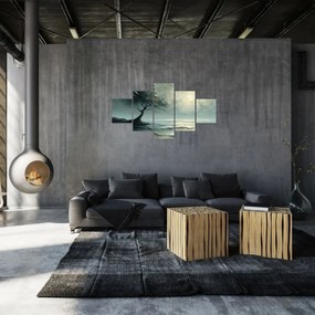 Obraz - Obraz olejny przedstawiający drzewo z oceanem (125x70 cm)