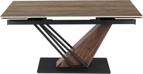 Stół Rozkładany Prostokątny REX 160-220 cm Ceramiczny Ciemny Brąz/Czarny do Jadalni Nowoczesny Loft