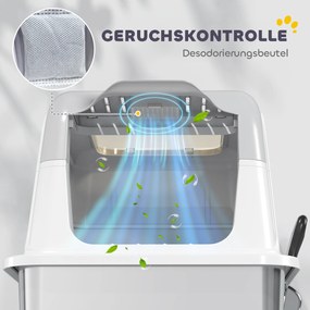 PawHut Toaleta dla kotów, kocie WC z pokrywą, łopatka do żwiru, wejście z przodu i wyjście na górze, stal nierdzewna do 15 kg