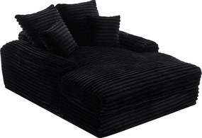 Sofa tapicerowana, czarna sofa sztruksowa z oparciem i poduszkami - do salonu i sypialni