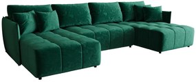 Welurowa zielona sofa rozkładana z pojemnikiem na pościel Petit 4X