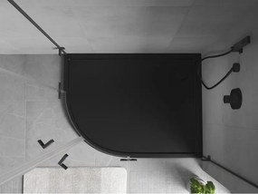 Mexen Flow brodzik półokrągły asymetryczny slim prawy 100 x 90 cm, czarny mat - 46Q709010R
