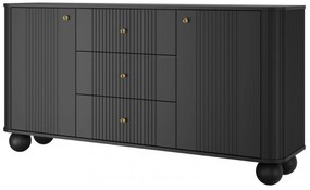 Komoda z szufladami Vesper 160 cm - czarny / złote uchwyty / nogi kule
