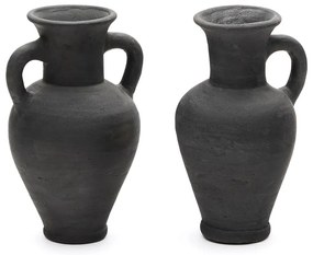 Ręcznie wykonane wazony z terakoty w kolorze matowej czerni zestaw 2 szt. (wysokość 25,5 cm) Tefare – Kave Home