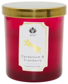 Arome Candle w kolorowym szkle z pokrywką,Cardamom &amp; Cranberry, 125 g