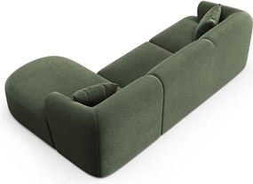 Zielony aksamitny narożnik (prawostronny/z szezlongiem) Campi – Cosmopolitan Design