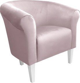 Fotel Milo tkanina Welur wygodny fotel tapicerowany do salonu i sypialni : Kolor nogi - Biała, Kolor tkaniny - VELVET - MG55, Wysokość nogi - 20 cm