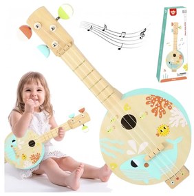 Tooky toy drewniane banjo nauka gry dla dzieci z motywem morza