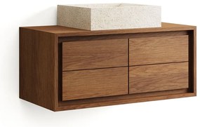 Niska wisząca szafka pod umywalkę z litego drewna tekowego 90x40 cm Kenta – Kave Home
