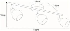 Kinkiet na listwie z 3 szklanymi reflektorami - A766 Lutoni
