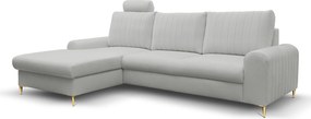 Masseno Narożnik VERONA z funkcją spania i pojemnikiem na pościel Narozniki L, Rozkładana sofa - Jasnoszary, LOFT 18