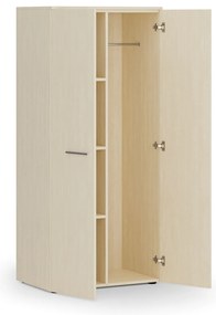 Szafa ubraniowa biurowa PRIMO WOOD, 3 półki, drążek do szafy, 800 x 500 x 1781 mm, brzoza