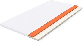 Wygodny materac H3, średnie wsparcie, certyfikat Eco-Tex, nadający się do prania, wysokość 5 cm, wymiary 160x200 cm, pomarańczowa pianka, biały materac.