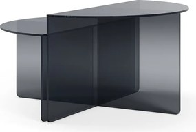 Szare szklane okrągłe stoliki zestaw 2 szt. ø 80 cm Velta – MOME