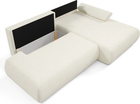 Masseno Narożnik DELTA z funkcją spania i pojemnikiem na pościel Narozniki L, Rozkładana sofa - Kremowy, PUENTE 03