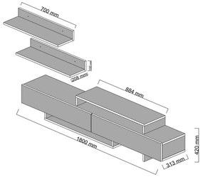 Biały zestaw pod TV 180x40 cm Nirvanas – Furny Home