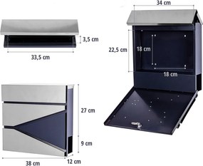 STILISTA Skrzynka ścienna 37 x 36 x 10,5 cm, stal