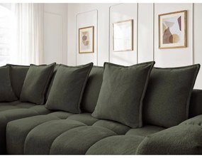 Zielony rozkładany/ze schowkiem narożnik z tkaniny szenilowej (lewostronny/w kształcie litery L) Everest – Bobochic Paris