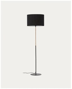 Czarna lampa stojąca z tekstylnym kloszem (wysokość 160 cm) Canar – Kave Home