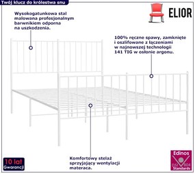 Białe metalowe łóżko industrialne 120x200 cm Vedo