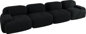 Sofa 4-osobowa z podłokietnikami i tapicerowanym oparciem, czarny sztruks - idealna do salonu