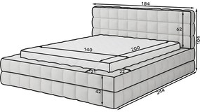 Beżowe tapicerowane łóżko dwuosobowe ze schowkiem ze stelażem 140x200 cm Dizzle – ELTAP