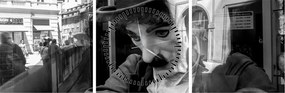 Obraz - Charles Chaplin w Pradze (z zegarem) (90x30 cm)