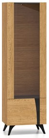 Witryna do salonu HESTIA 1W1D 58cm dąb/czarna lewa ML MEBLE