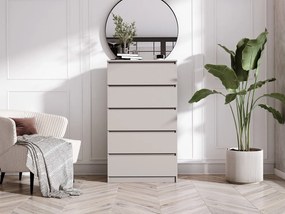 Komoda: 5 szuflad, kaszmir, 70 x 124 x 39 cm