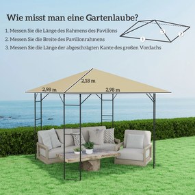 Outsunny Zamienny daszek do pawilonu 3 x 3 m wodoodporny daszek UPF30+ pokrowiec z tkaniny Oxford, 370 g/m², Beżowy | Aosom PL