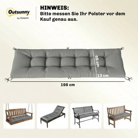 Outsunny Poduszka na Palety Zdejmowana Poduszka z Paskami Mocującymi Ogrodowa 198 x 65 x 13 cm Jasnoszary | Aosom PL