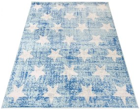 Niebieski młodzieżowy dywan w gwiazdki K8-G24
