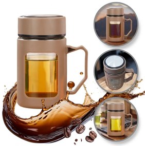 Szklana butelka z uchwytem BREW 500 ml, brązowa