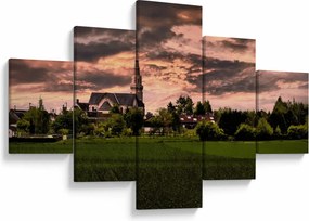 Obraz krajobrazu z kościołem (125x70 cm)