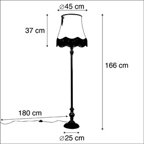 Klasyczna lampa podłogowa czarna klosz Granny złoty 45cm - Classico klasyczny/Antyczny Oswietlenie wewnetrzne