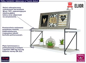 Podwójna biała półka ścienna z metalowymi uchwytami - Globis 3X