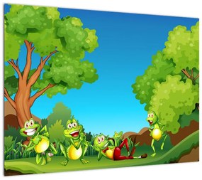 Obraz na szkle  - Wesołe żaby (70x50 cm)