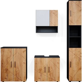 Zestaw mebli łazienkowych złoty dąb power/antracyt 80x41x58.6 irma
