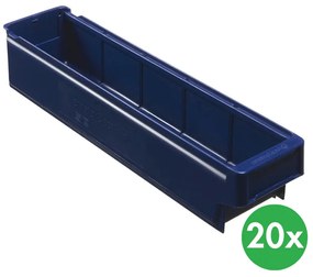 Regałowe pojemniki z tworzywa sztucznego MAX typ C - 115 x 500 x 100 mm, 20 szt.