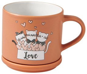 Pomarańczowe/beżowe porcelanowe kubki zestaw 2 szt. 350 ml Cats – Brandani