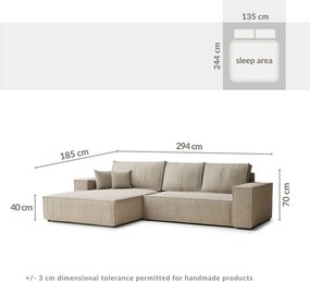 Szary rozkładany/ze schowkiem narożnik z tkaniny szenilowej (lewostronny/z szezlongiem) Maze – Maison de Rêve