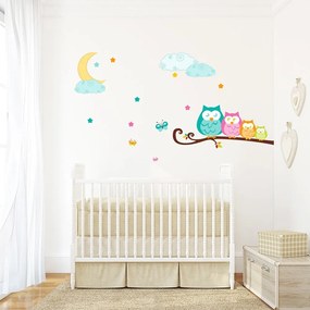 Dziecięca naklejka ścienna Ambiance Owls in family