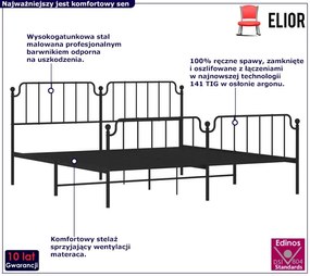 Czarne metalowe łóżko małżeńskie w stylu loft 160x200cm - Onex