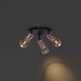 Okrągły reflektor sufitowy ciemny brąz okrągły 3-punktowy regulowany - Veerle