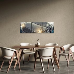 Obraz samochodu Audi - szary (z zegarem) (90x30 cm)