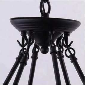 Lampa sufitowa ze stalowej obręczy oplecionej sznurem konopnym