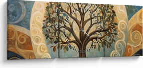 Obraz – Drzewo życia i spirale (z zegarem) (90x30 cm)
