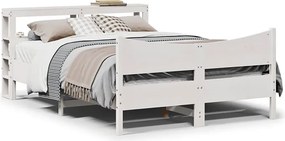 Sosnowe białe łóżko z zagłówkiem i stelażem 160x200 H1-P90
