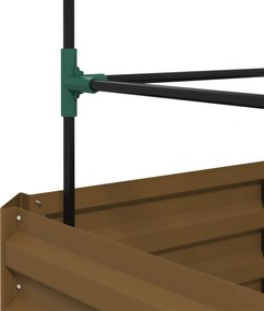 Outsunny Podwyższona grządka z kratką, skrzynka na rośliny z kratką, otwarte dno, odporna na warunki atmosferyczne, 61 cm x 61 cm x 140 cm, brązowa | Aosom PL